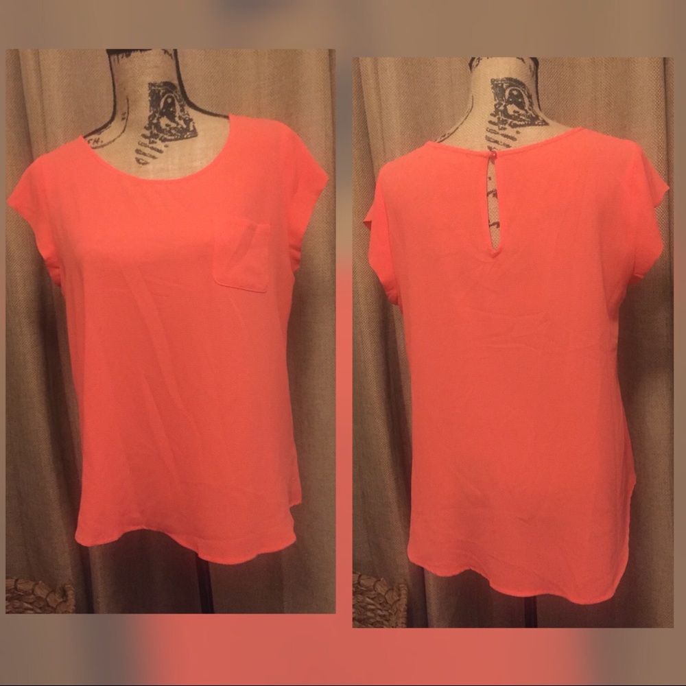 Peach short sleeve blouse